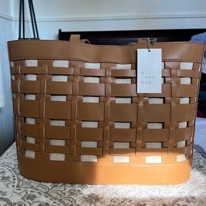 A New Day | basket weave woven tote handbag